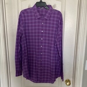 Reaction Kenneth Cole Purple Dress Shirt with Plaid Pattern